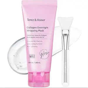 TEREZ & HONOR Collagen Night Wrapping Peel Off Mask: Korean Face Mask for Elasticity, Hydrating & Glow - 100Dalton Smallest Molecular Collagen - Dermatologist Tested 3.4 FL OZ