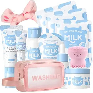 Milk Skin Care Set for Kids & Teens, 12 IN 1 Moisturizing Milk Skincare for Girls 10-12, Skincare for Kids Age 8-12, Birthday Gifts for Teen Girls, Face Care Kit, Korean Skin Care,12PCS