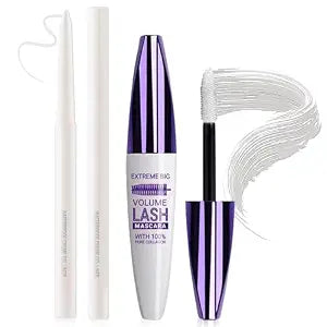White Mascara and Eyeliner Set 5D Colored Mascara for Eyelashes