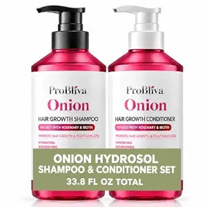 Onion Hydrosol Shampoo and Conditioner, Onion Shampoo for Hair Growth | Rosemary & Biotin, 2 x 16.9 fl oz, Thickening & Volumizing Care for Fine, Flat, Thinning-Looking Hair, Women & Men, Sulfate Free