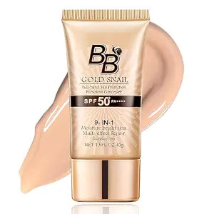 BB Cream Tinted Moisturizer with SPF 50 PA++++, Lightweight Full Coverage Foundation Sunscreen, Hydrating Face Makeup Base, Long Lasting Natural Finish, 40g