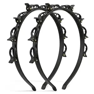 2 Pcs Headband with Clips Bangs Hairstyle Hairpin Headband Professional Weave Bangs Hairstyle Halloween Hairpin Clip Headbands Fashion Bang Clip Toothed Headbands Braid Tool for Women Halloween
