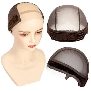 Lace Wig Caps for Women, Wig Caps with Grip Band for Keeping Wigs in Place, Glueless Wig Grip Cap with 4x5 Transparent Lace, Non-Slip Adjustable Elastic Headband (1pcs-Brown)
