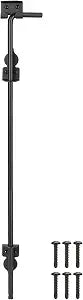 36 Inch Cane Bolt Gate Drop Rod Heavy Duty Gate Hardware, Gate Ground Latch for Wooden Fences, Metal Gates Doors Stopper for Gate Ground, Wrought Iron Gate Latches, Black Finish(1 Pack)