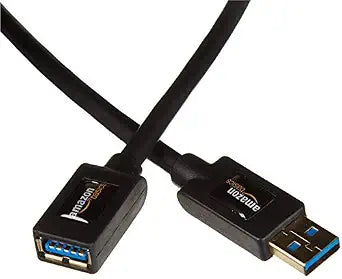 Amazon Basics USB 3.0 Extension Cable, A-Male to A-Female, 4.8Gbps High-Speed, Gold-Plated Connectors, 6.5 Foot, Black