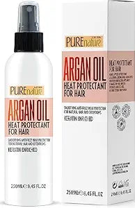 Moroccan Argan Oil Heat Protectant Spray for Hair - Leave In Thermal Guard against Flat Iron, Straightener and Blow Dry Damage - Hydrating Anti Frizz Control for Straight, Black and Curly Locks