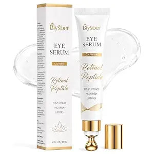 Under Eye Serum for Dark Circles & Puffiness : Caffeine Retinol Peptide Eye Serum for Fine Lines and Wrinkles, Hydrating Daily Eye Care for Women & Men, 0.7 fl oz