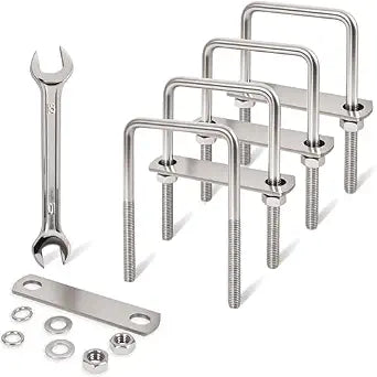 4 Pcs M8 Square U Bolts 2-1/2 Inch Wide, 5/16" x 2-1/2"W x 4" L
