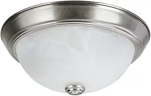 Aspen Creative 63013-1A Two-Light Flush Mount in Brushed Nickel with White Alabaster Glass Shade, 11" Diameter