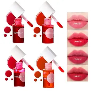 4PCS Lip Tint Stain Set,Mini Liquid Water Tint,Korean Lip Gloss Moisturizing Natural,Long Lasting Waterproof,Multi-Use Lip and Cheek Tint