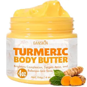 Turmeric Face Cream – All Natural Skin Brightening Lotion – Turmeric Whipped Body Butter for Dark Spots, Hyperpigmentation – Skincare Cleanses, Fights Acne, Evens Tone, Scars, Sun Damage