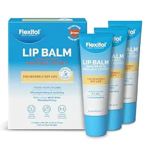Flexitol Lip Balm with 2% MGO 400+ Manuka Honey, Ultra-Hydrating | 3 Pack
