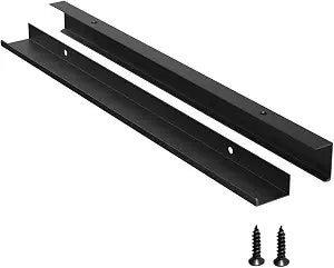 5 Pack Edge Black Hidden Drawer Door Cabinet Handle Aluminum Alloy Finger Bar Pull Concealed Furniture Hardware Back Mount Dresser Handles for Kitchen Bathroom 400mm(15.7 Inch)