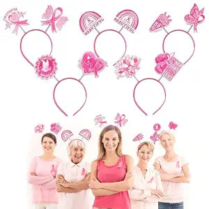 Hying 5 Pieces Breast Cancer Awareness Headbands for Women, Pink Ribbon Headwear Breast Cancer Survivor Hair Hoops Accessories for Anti-cancer Public Welfare Activities Supplies