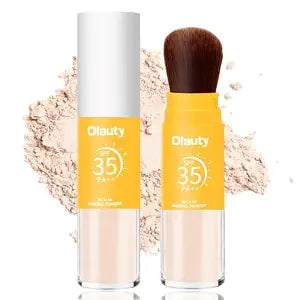 Mineral Powder Sunscreen for Face & Scalp, SPF 35,Beach Essentials,Brush on Sunscreen Setting Powder,Oil Control Hair Sunscreen Face Powder Travel Size,Lasting Lightweight Breathable (#01 Translucent)