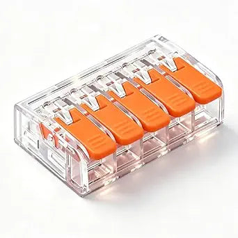 Lever Wire Connectors, 50Pcs Compact Splice Inline Nuts Electrical Wire Connectors Kit Push-in, 5 Ports Splice Connectors for Wiring 24-10 AWG