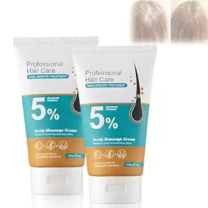 2Pcs 5% Hair Growth Scalp Massage Cream,Professional Hair Care Cream,Anti-Hair Loss with Rosemary Biotin for Men & Women,Fast Regrowth & Strengthens Hair Roots(100g)