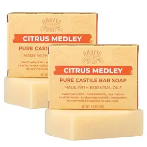 Adams Handmade Soap Citrus Medley Castile Bar Soap – 4.5 oz | Vegan, Cold Processed, Plant-Based Oils, Small Batch