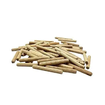 1/4" x 2" Wooden Dowel Pins, 100-Pack Birch Hardwood, Kiln-Dried, Fluted & Beveled (1/4" x 2", 100pk)