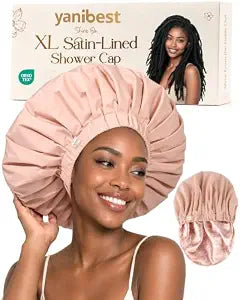 YANIBEST Extra Large Satin Shower Cap Waterproof Reusable Cap for Long Braids