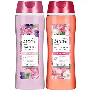 Suave Body Wash Set, Sweet Pea & Violet + Cherry Blossom, 18 Oz Ea