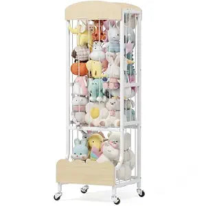 SYKIARIOL Metal Stuffed Animal Storage with Large Capacity Lockable Wheels