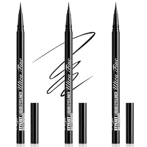 Stylish Ultra-precise Waterproof Liquid Eyeliner - Long Lasting & Smudgeproof Eye Liner with Ultra Fine Felt Tip, Ophthalmologist-Tested, Gentle for Sensitive Eyes, Vegan- Black(Pack of 3)