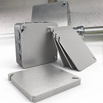 8Pcs Metal Junction Box Cover Plates, 4x4 Inch Square Electrical Box Cover Plate, Flat Blank Electric Box Cover, Solid Galvanized Steel Outlet Box Covers for 4'' Square and Octagonal Box