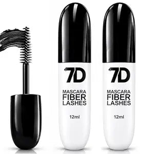 7D Silk Fiber Black Lengthening Mascara,Smudge Waterproof Volume (2 PC)