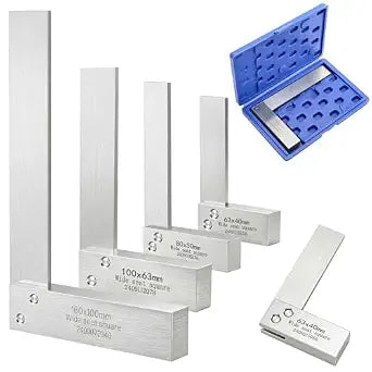 Machinist Square Set 2, 3, 4, 6 Inch, Mechanical Engineer Hardened Steel High Precision Squares, 90 Degree Wide Base Square Tool L-Type Right Angle Ruler Tool for Woodworking