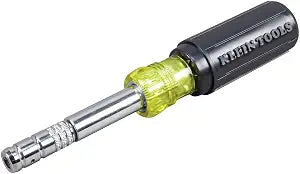 Klein Tools 32596 Multi-Bit Screwdriver/Nut Driver, Magnetic 8-in-1 HVAC Slide Drive Tool with Hex, Phillips, Schrader Bits, Nut Drivers