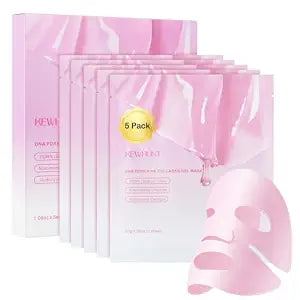 Salmon DNA PDRN Collagen Jelly Gel Mask, Overnight Face Mask, Hydrogel Mask with Peptide Niacinamide for Glass Glow Skin - Elasticity, Hydrating, Firming,Plump, Fine Line, Skincare Self Care Gift, 5ea