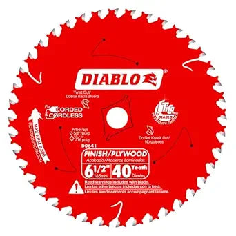 Diablo Finish Trim Saw Blade - 6-1/2" Dia, 40-Teeth, 5/8" Arbor