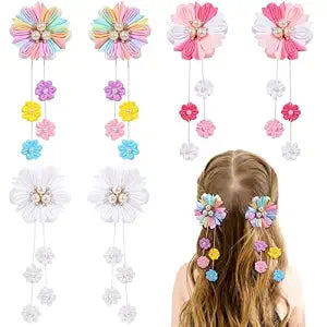 OAOLEER 6PCS Hair Bows for Girls, Flower Hair Accessories for Girls