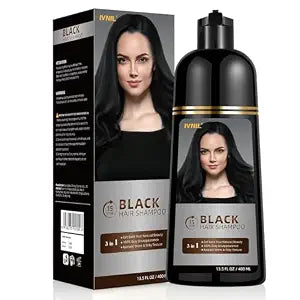 Ivnil Black Hair Dye Shampoo 3 in 1 Color Shampoo Para canas, Herbal Color Shampo tinte para el cabello Gray Hair Coverage for Women and Men