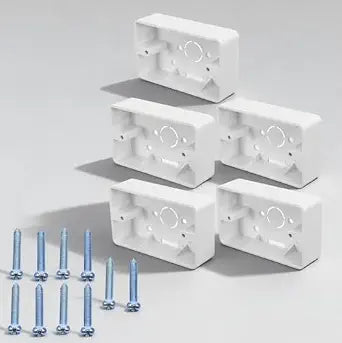 5Pcs Surface Mount Outlet Box with Screws, Single Gang Electrical Box, Plastic Enclosure Surface Receptacle for Wall Mounted Switches and Outlets Cabinet Kitchen Garage Indoor Use 4.7x2.8x1.2IN
