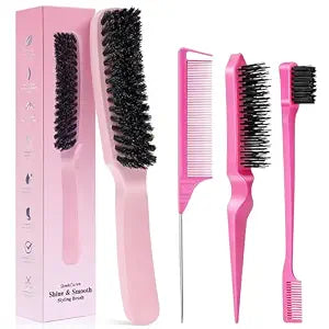 Slick Back Hair Brush for Smooth Flyaways, Frizz, Sleek Ponytail, Buns and Edge Baby Hair | Slickback Brushes Hair Comb, Edge Brush, Teasing Brush Styling Accessories for Girls, Kids, Women & Men