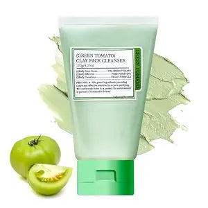 TLM Green Tomato Clay Mask, with 49% extract, sebum and clogged pores treatment, exfoliation, fragrance-free (1)