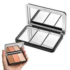 Empty Magnetic Eyeshadow Palette, Refillable Magnetic Makeup Palette Empty with Mirror for DIY Makeup Eyeshadow Powder Blush Lipstick Highlight(3 Compartments)