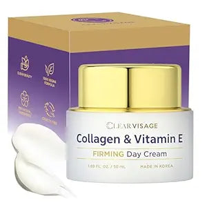 Collagen & Vitamin E Face Moisturizer - Dermatologist Tested, Anti Aging, Korean Skin Care - Hydrates, Strengthens Moisture Barrier, Smooth Makeup - Vegan, Clean Beauty - 1.69 Fl Oz