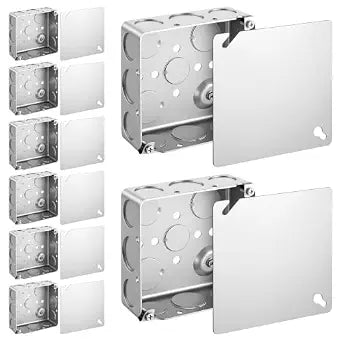8-Pack Square Electrical Box with Cover, 4 Inch Metal Electrical Box