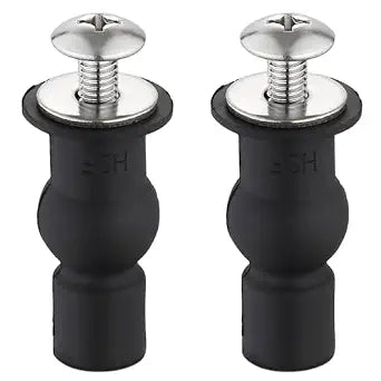 2 Pack Universal Toilet Seat Hinges Screw,Toilet Seat Screws Replacement kit,Toilet Seat Hinges Blind Hole fixings, Expanding Rubber Top Fix Nuts Screws for Top Mounting Toilet Seat Hinges