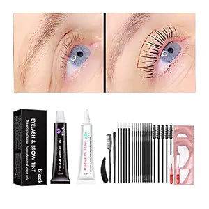 Black Lash T-i-n-t Kit, Keratin Black Eyelash D-y-e and Eyebrow T-i n t, 6 Week Voluminous Brow T-int, T-inting Look For Lash Perm/Lift/Lamination Treatment Dark Eyelash T-int Kit Only