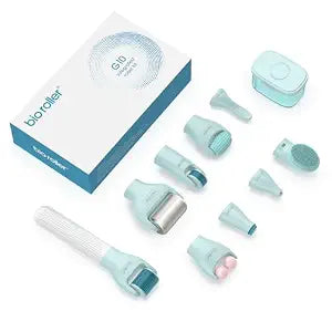10 in 1 Derma Roller Kit, 0.25mm Microneedling Roller Microneedle Derma Roller with, Facial Beauty Roller Skin Care Tools, 10 Replaceable Heads and Storage Case