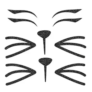 Halloween Glitter Cat Face Stickers, Black Glitter Cat Whisker Nose Sticker