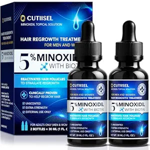 Minoxidil for Men and Women Extra Strength: Minoxidil 5% Topical Solution for Hair Regrowth Treatment for Hair Loss & Thinning Hair - Liquid Formula with Dropper Applicator