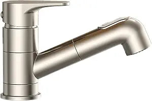 Bathroom Faucet 1 Hole, Single Handle Bathroom Faucet with Sprayer,Suitable for Bathroom Sinks, RVs, Vanity (Brushed Nickel)