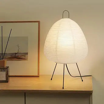 Japanese Rice Paper Lamp,Table Lamps for Living Room,Paper Lanterns,Noguchi Akari Japandi Lamp,Japanese Decor Desk Light,Tripod Table Lamps for Bedroom,Bedside or Tabletop,E26 Base,Button Control