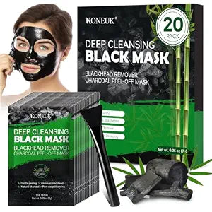 KONEUK 20 Pack Charcoal Peel Off Black Face Mask with Brush