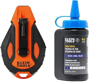 KLEIN TOOLS CHLK100S Chalk Reel, 100-Foot, 6:1 Gear Ratio with Blue Refill